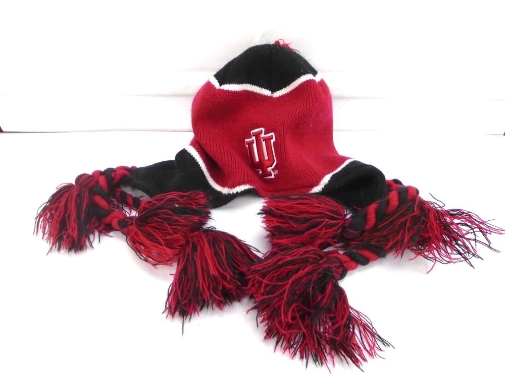 Indiana Hoosiers NCAA Trapper Winter Hat Cap Tassels Logo Unisex